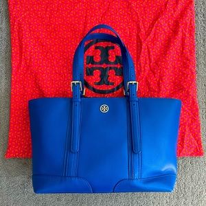 Tory Burch Royal Blue Leather Tote with Dust Bag